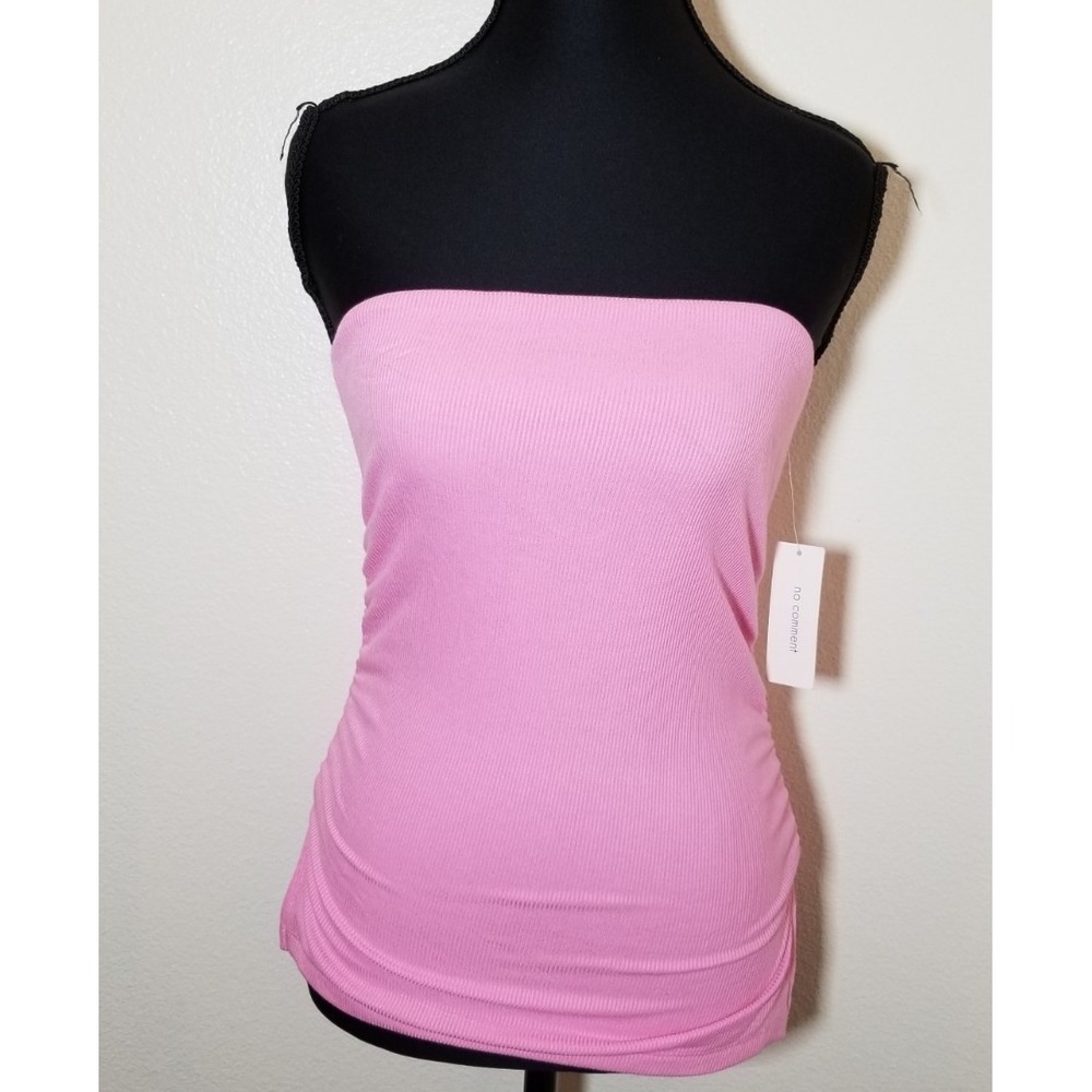No Comment Small Pink Knit Ribbed Tube Top Boho Festival Coachella Hippie NWT